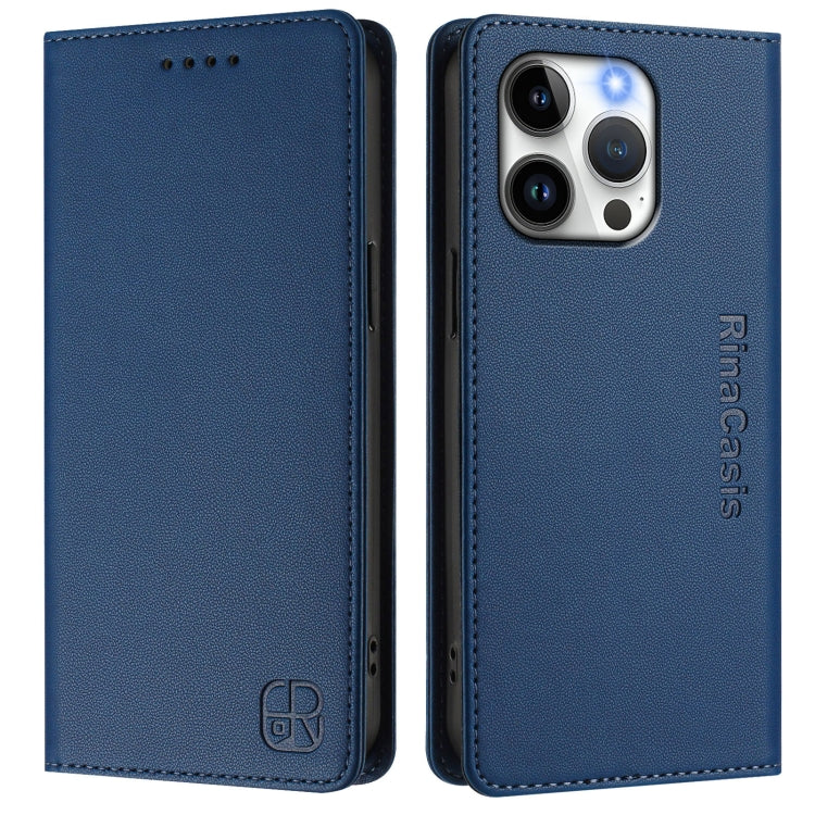 For iPhone 15 Pro Max RC01 Dual-Folded Magnetic Suction RFID Leather Phone Case