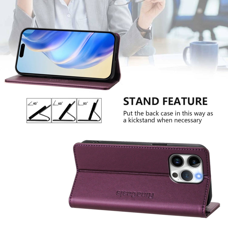 For iPhone 15 Pro Max RC01 Dual-Folded Magnetic Suction RFID Leather Phone Case