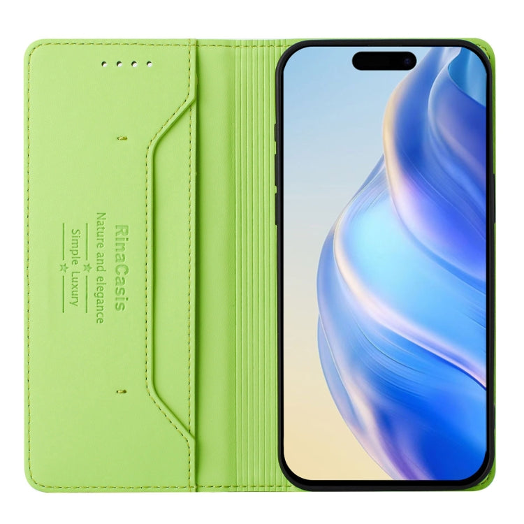 For iPhone 15 Plus RC01 Dual-Folded Magnetic Suction RFID Leather Phone Case