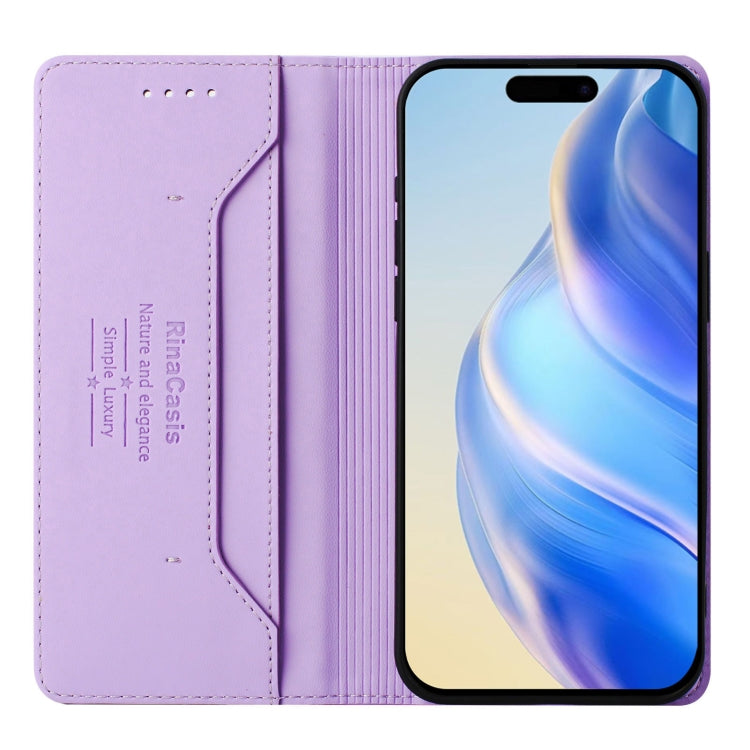 For iPhone 15 Plus RC01 Dual-Folded Magnetic Suction RFID Leather Phone Case