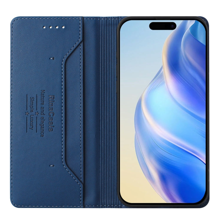 For iPhone 15 RC01 Dual-Folded Magnetic Suction RFID Leather Phone Case
