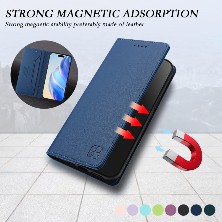 For iPhone 15 RC01 Dual-Folded Magnetic Suction RFID Leather Phone Case