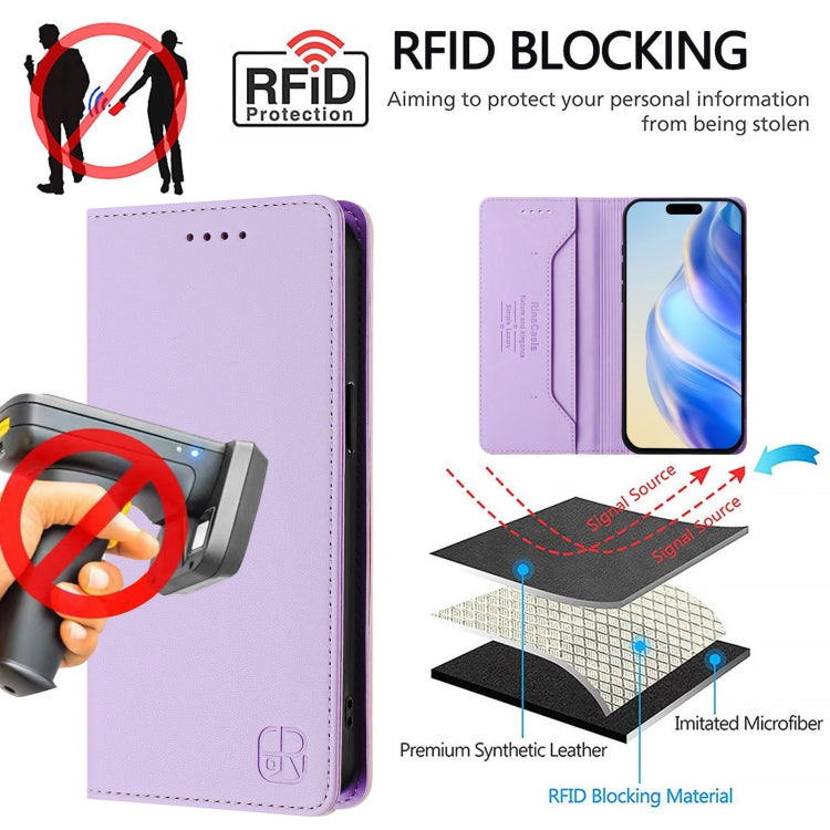 For iPhone 14 Plus RC01 Dual-Folded Magnetic Suction RFID Leather Phone Case