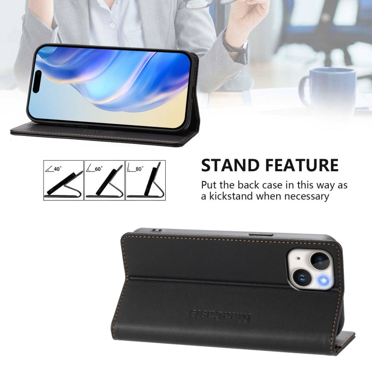 For iPhone 14 / 13 RC01 Dual-Folded Magnetic Suction RFID Leather Phone Case
