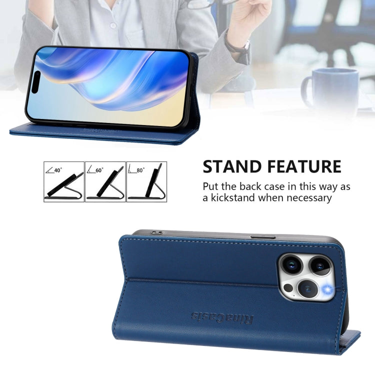 For iPhone 14 Pro RC01 Dual-Folded Magnetic Suction RFID Leather Phone Case