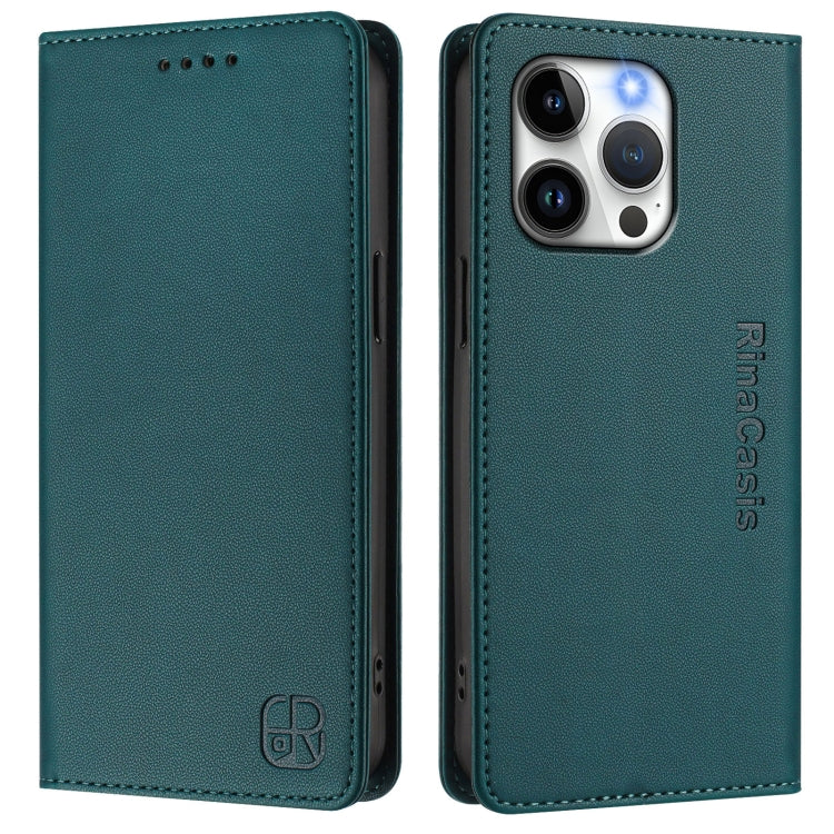 For iPhone 14 Pro RC01 Dual-Folded Magnetic Suction RFID Leather Phone Case