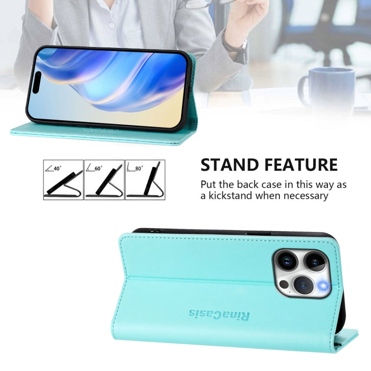 For iPhone 14 Pro Max RC01 Dual-Folded Magnetic Suction RFID Leather Phone Case