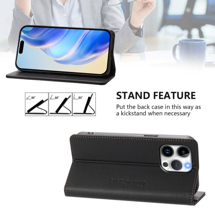 For iPhone 14 Pro Max RC01 Dual-Folded Magnetic Suction RFID Leather Phone Case