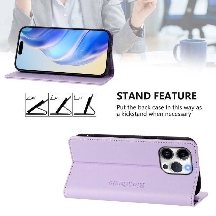 For iPhone 14 Pro Max RC01 Dual-Folded Magnetic Suction RFID Leather Phone Case