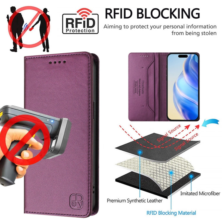 For iPhone 13 Pro Max RC01 Dual-Folded Magnetic Suction RFID Leather Phone Case