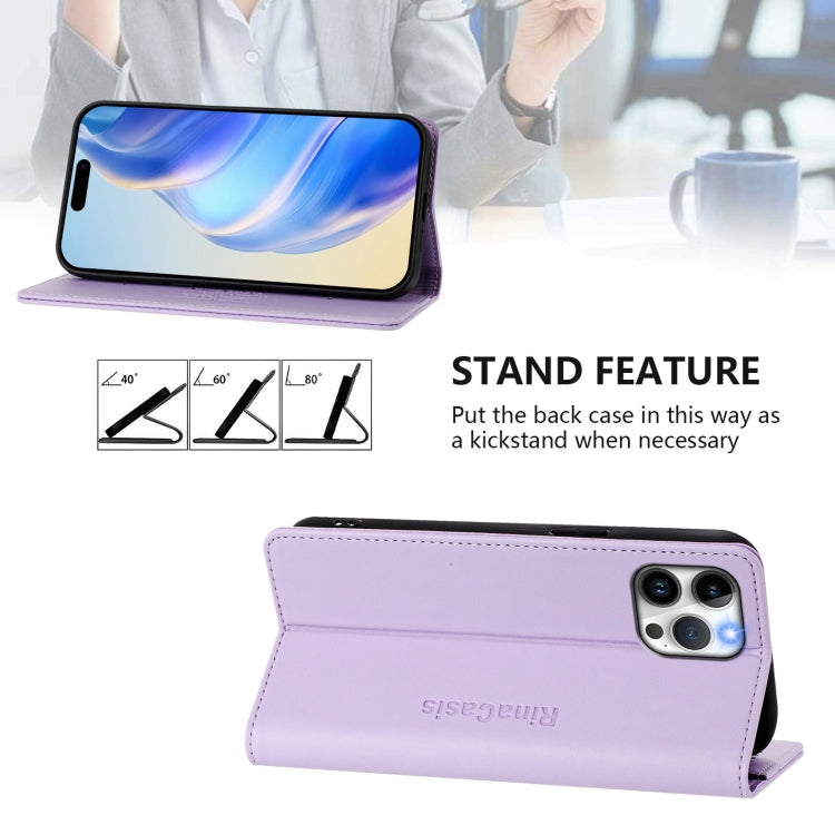 For iPhone 12 / 12 Pro RC01 Dual-Folded Magnetic Suction RFID Leather Phone Case