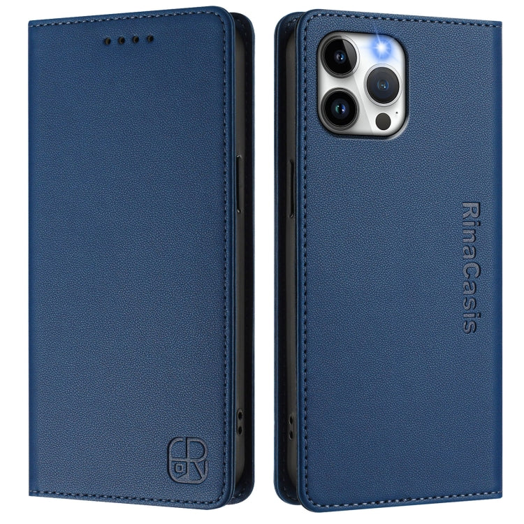 For iPhone 12 / 12 Pro RC01 Dual-Folded Magnetic Suction RFID Leather Phone Case