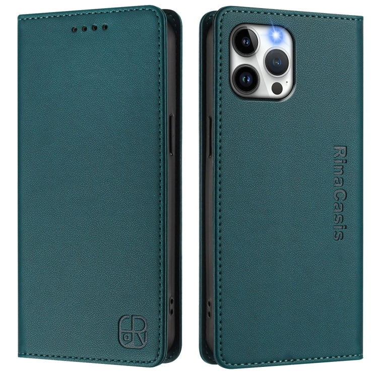 For iPhone 12 / 12 Pro RC01 Dual-Folded Magnetic Suction RFID Leather Phone Case