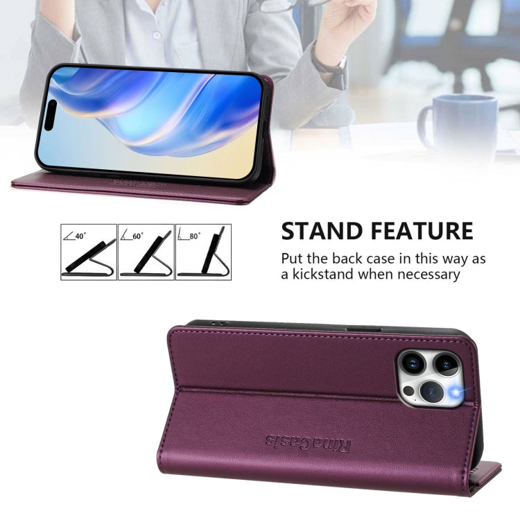 For iPhone 12 / 12 Pro RC01 Dual-Folded Magnetic Suction RFID Leather Phone Case
