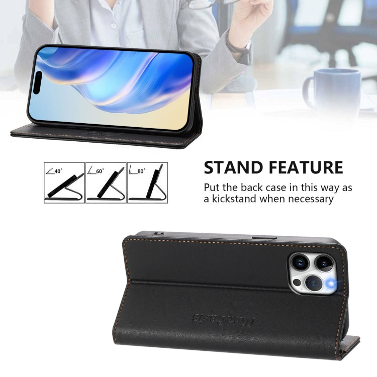 For iPhone 12 Pro Max RC01 Dual-Folded Magnetic Suction RFID Leather Phone Case