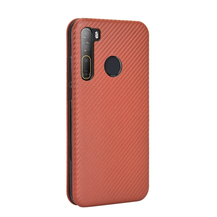 For HTC Desire 20 Pro Carbon Fiber Texture Horizontal Flip TPU + PC + PU Leather Case with Card Slot
