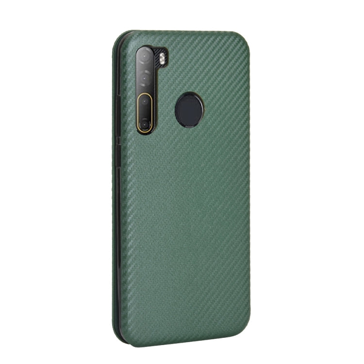 For HTC Desire 20 Pro Carbon Fiber Texture Horizontal Flip TPU + PC + PU Leather Case with Card Slot