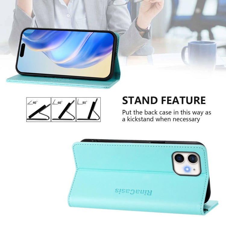 For iPhone 12 mini RC01 Dual-Folded Magnetic Suction RFID Leather Phone Case
