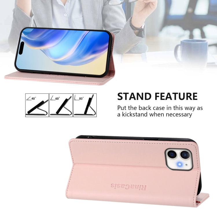 For iPhone 12 mini RC01 Dual-Folded Magnetic Suction RFID Leather Phone Case