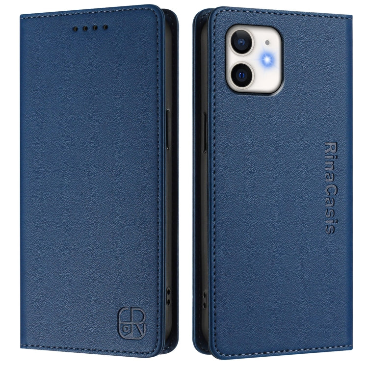 For iPhone 12 mini RC01 Dual-Folded Magnetic Suction RFID Leather Phone Case