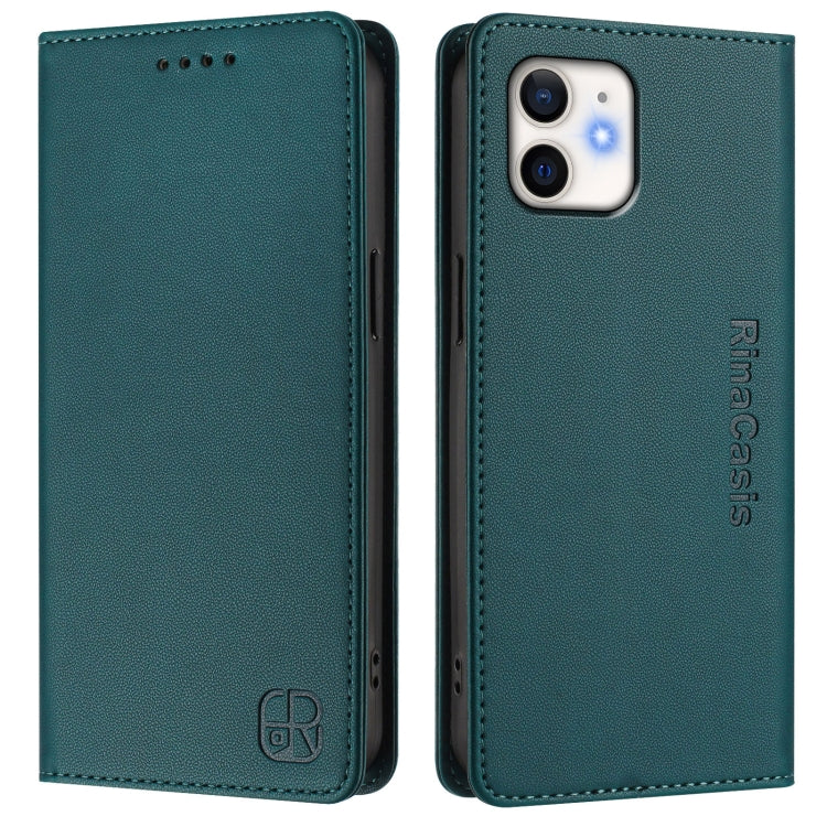 For iPhone 12 mini RC01 Dual-Folded Magnetic Suction RFID Leather Phone Case