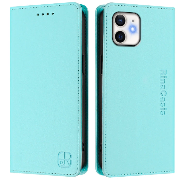 For iPhone 11 RC01 Dual-Folded Magnetic Suction RFID Leather Phone Case