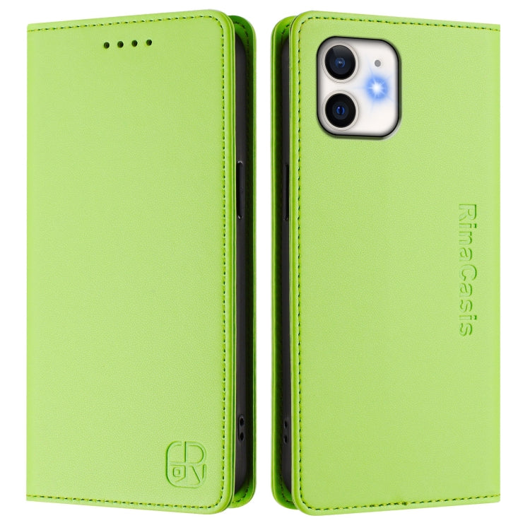 For iPhone 11 RC01 Dual-Folded Magnetic Suction RFID Leather Phone Case