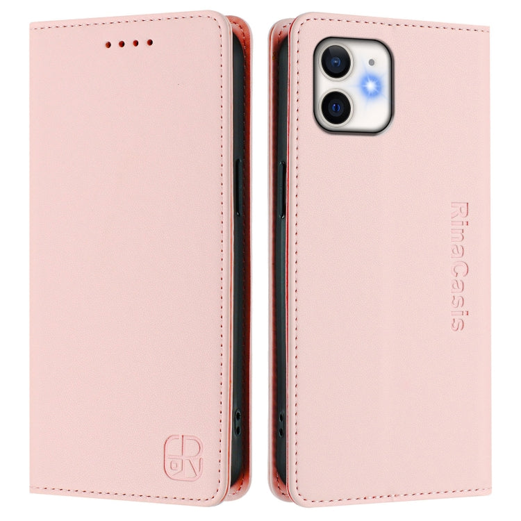 For iPhone 11 RC01 Dual-Folded Magnetic Suction RFID Leather Phone Case