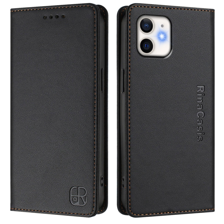 For iPhone 11 RC01 Dual-Folded Magnetic Suction RFID Leather Phone Case