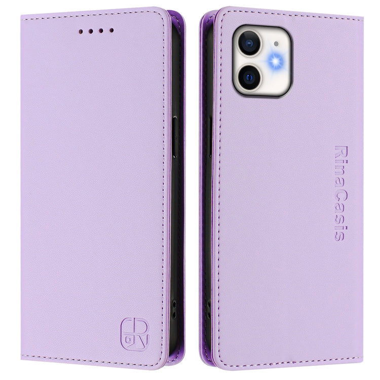 For iPhone 11 RC01 Dual-Folded Magnetic Suction RFID Leather Phone Case
