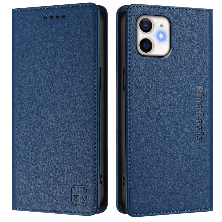 For iPhone 11 RC01 Dual-Folded Magnetic Suction RFID Leather Phone Case