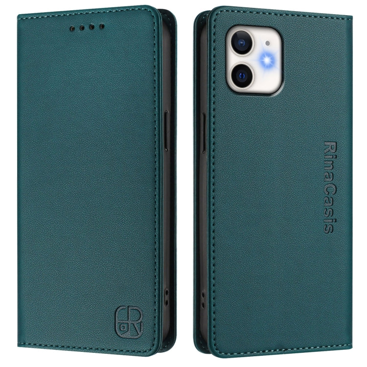 For iPhone 11 RC01 Dual-Folded Magnetic Suction RFID Leather Phone Case