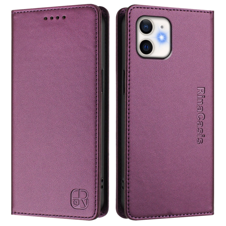 For iPhone 11 RC01 Dual-Folded Magnetic Suction RFID Leather Phone Case