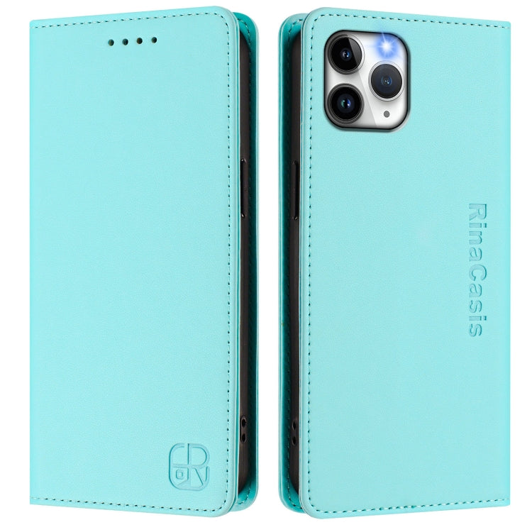For iPhone 11 Pro RC01 Dual-Folded Magnetic Suction RFID Leather Phone Case
