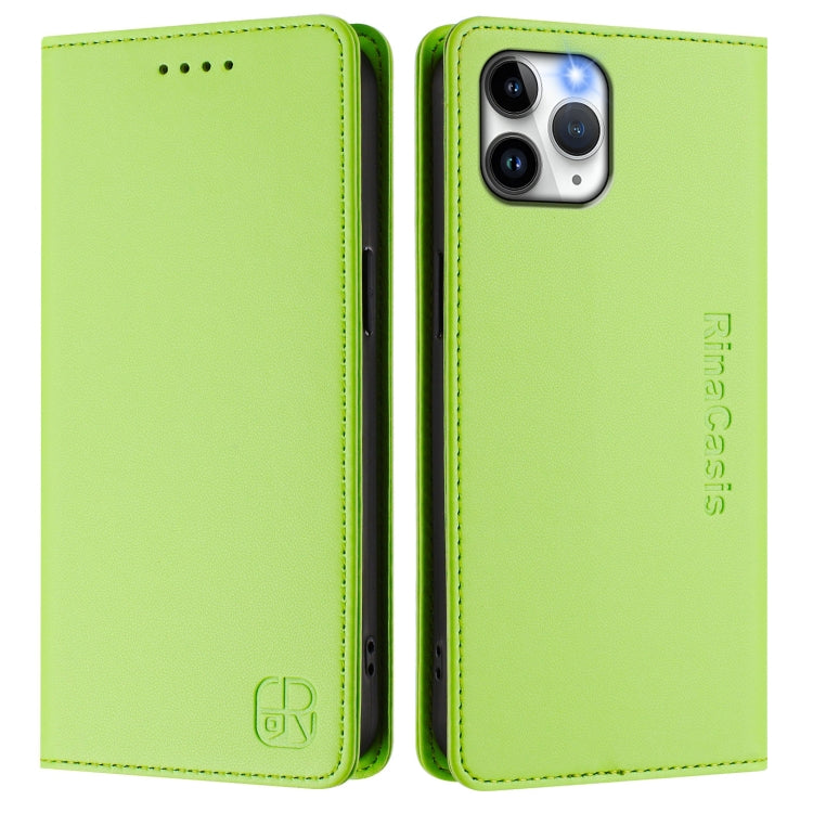 For iPhone 11 Pro RC01 Dual-Folded Magnetic Suction RFID Leather Phone Case