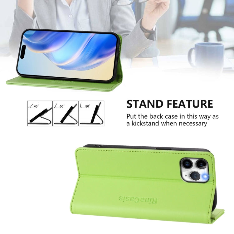 For iPhone 11 Pro RC01 Dual-Folded Magnetic Suction RFID Leather Phone Case