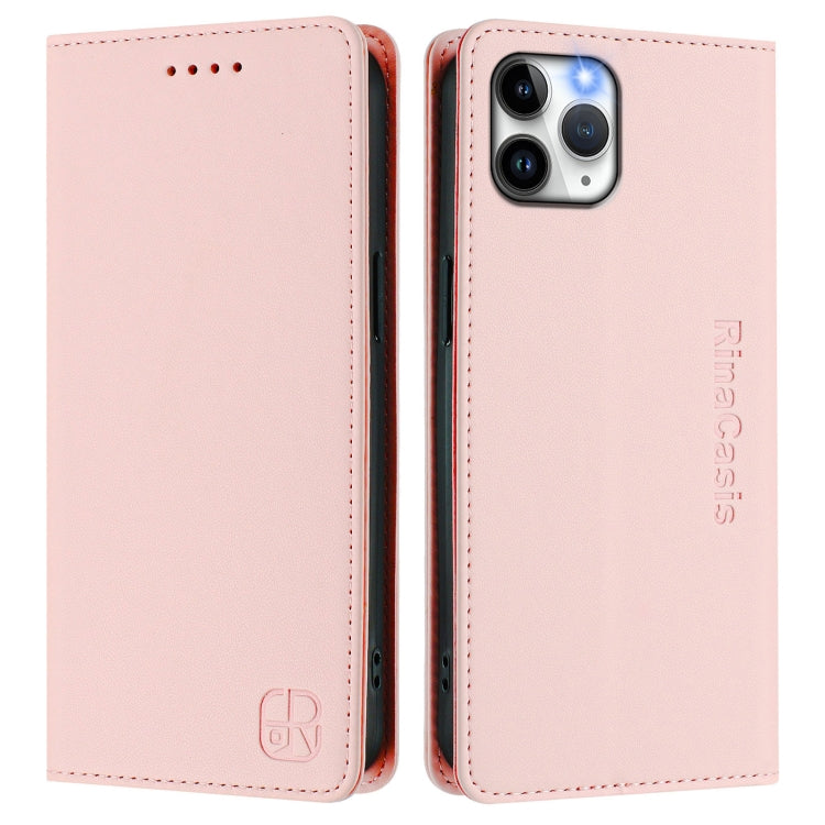 For iPhone 11 Pro RC01 Dual-Folded Magnetic Suction RFID Leather Phone Case