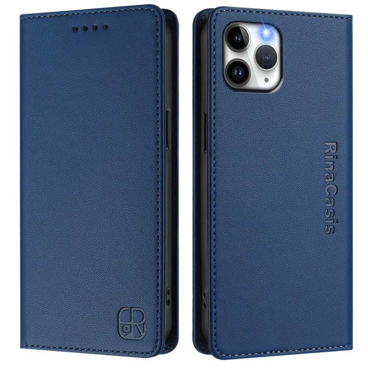 For iPhone 11 Pro RC01 Dual-Folded Magnetic Suction RFID Leather Phone Case