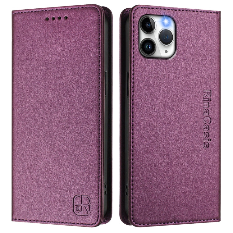 For iPhone 11 Pro RC01 Dual-Folded Magnetic Suction RFID Leather Phone Case