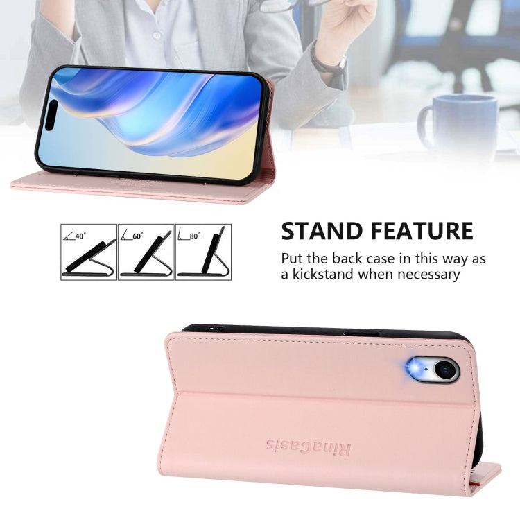 For iPhone XR RC01 Dual-Folded Magnetic Suction RFID Leather Phone Case