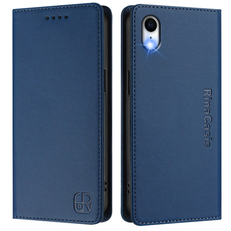 For iPhone XR RC01 Dual-Folded Magnetic Suction RFID Leather Phone Case