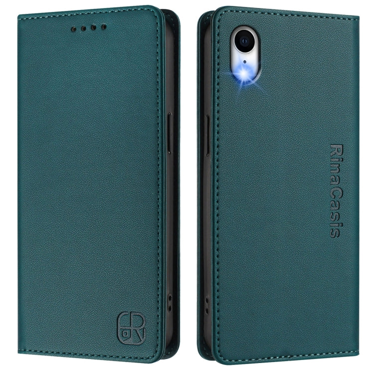 For iPhone XR RC01 Dual-Folded Magnetic Suction RFID Leather Phone Case