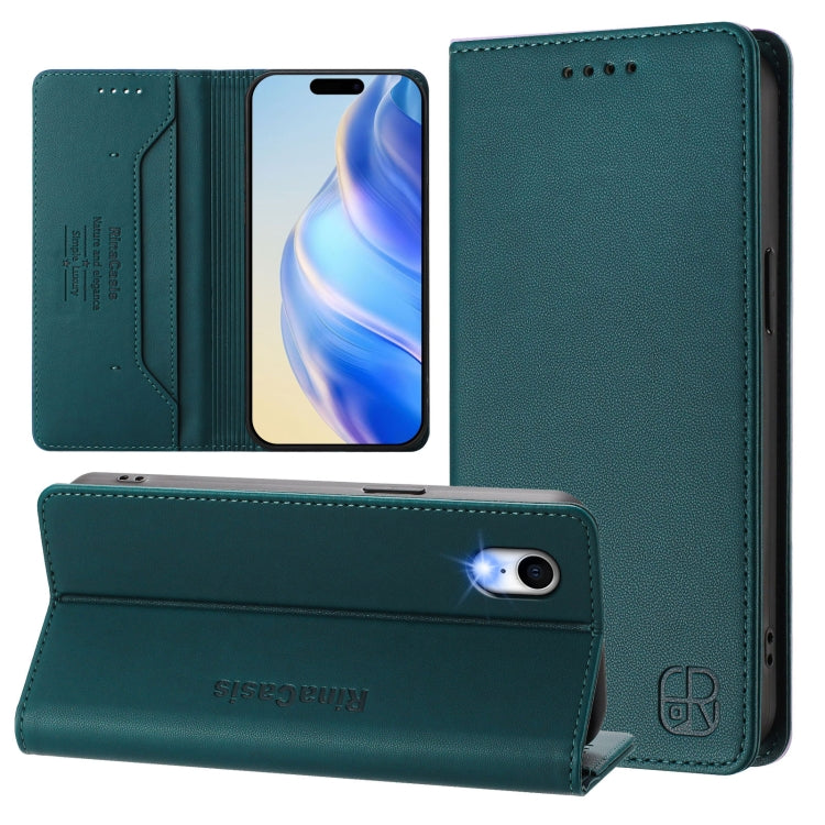 For iPhone XR RC01 Dual-Folded Magnetic Suction RFID Leather Phone Case