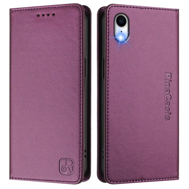 For iPhone XR RC01 Dual-Folded Magnetic Suction RFID Leather Phone Case