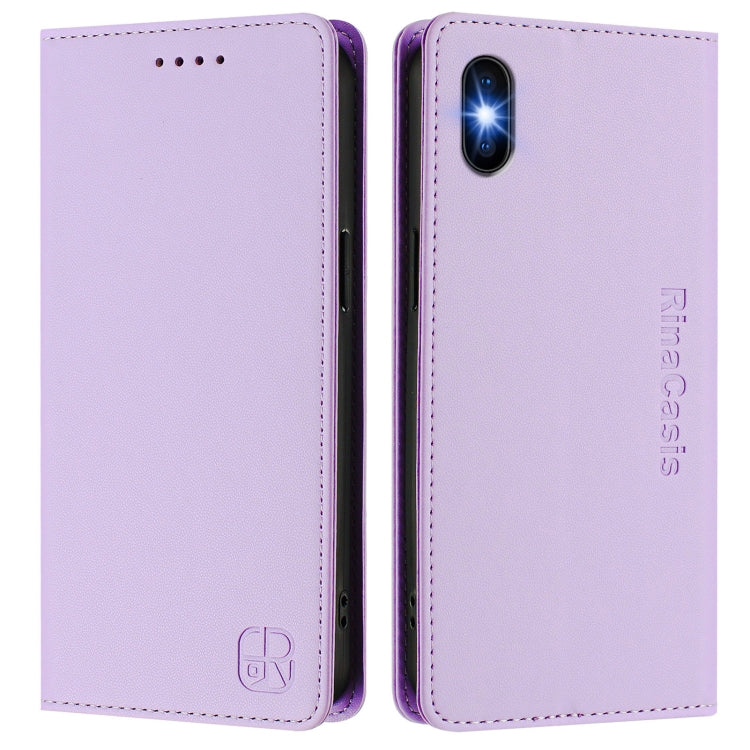 For iPhone XS Max RC01 Dual-Folded Magnetic Suction RFID Leather Phone Case