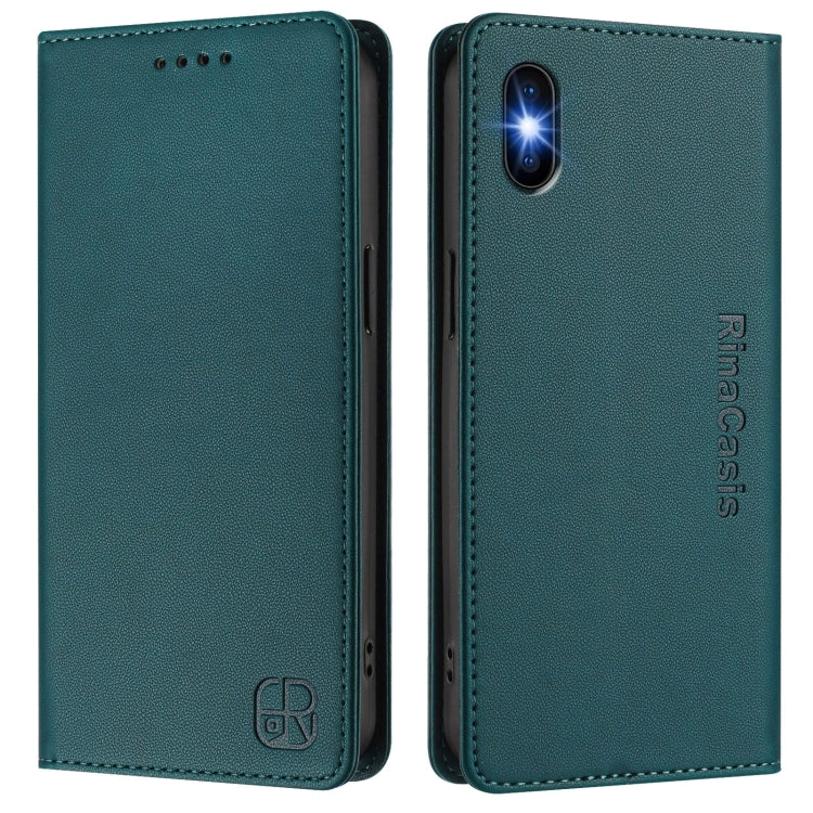 For iPhone XS Max RC01 Dual-Folded Magnetic Suction RFID Leather Phone Case