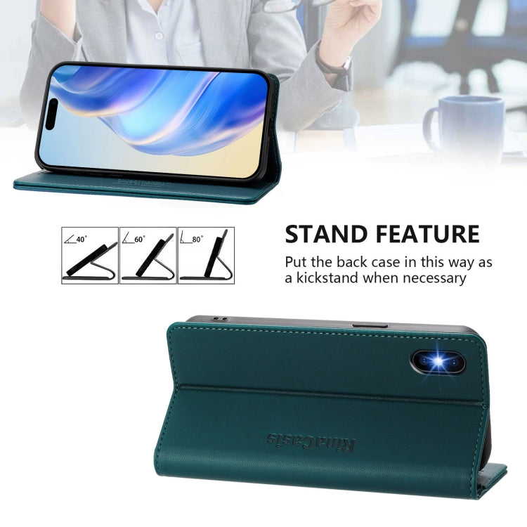 For iPhone XS Max RC01 Dual-Folded Magnetic Suction RFID Leather Phone Case