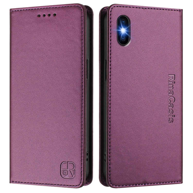 For iPhone XS Max RC01 Dual-Folded Magnetic Suction RFID Leather Phone Case