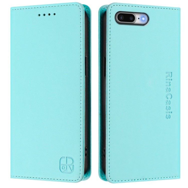 For iPhone 7 Plus / 8 Plus RC01 Dual-Folded Magnetic Suction RFID Leather Phone Case