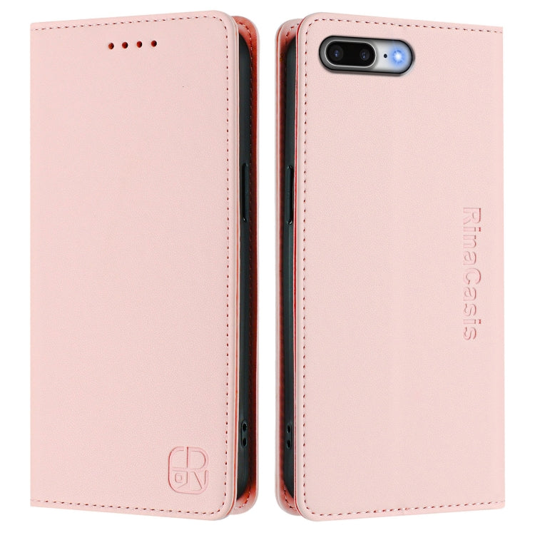 For iPhone 7 Plus / 8 Plus RC01 Dual-Folded Magnetic Suction RFID Leather Phone Case